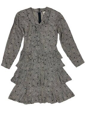 Vintage Nicole Miller Rayon Tiered Ruffle Dress 90s Floral Shoulder Pads Size 2